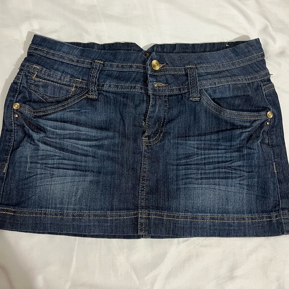 Sinful Dresses & Skirts - Grunge y2k dark wash denim mini skirt